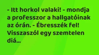 Vicc: – Itt horkol valaki! – mondja a professzor a hallgatóinak az órán. -…