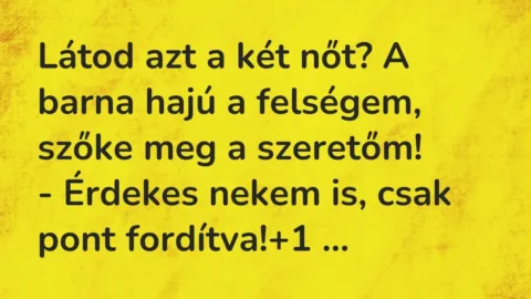 Vicc: Látod azt a két nőt? A barna hajú a felségem, szőke meg a…
