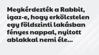 Vicc: Megkérdezték a Rabbit, igaz-e, hogy erkölcstelen egy földszinti…