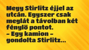 Vicc: Megy Stirlitz éjjel az utcán. Egyszer csak meglát a távolban két… Vicc: Megy Stirlitz éjjel az utcán. Egyszer csak meglát a távolban két…