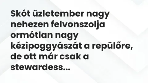Vicc: Skót üzletember nagy nehezen felvonszolja ormótlan nagy kézipoggyászát…