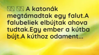 Viccek:
A katonák megtámadtak egy falut.A falubeliek … Viccek:
A katonák megtámadtak egy falut.A falubeliek …