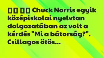 Viccek: 
		  
		  Chuck Norris egyik középiskolai nyelvtan…