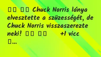 Viccek: 
		  
		  Chuck Norris lánya elvesztette a szüzességét, de …