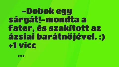 Viccek: 
		  
		  -Dobok egy sárgát!-mondta a fater, és…