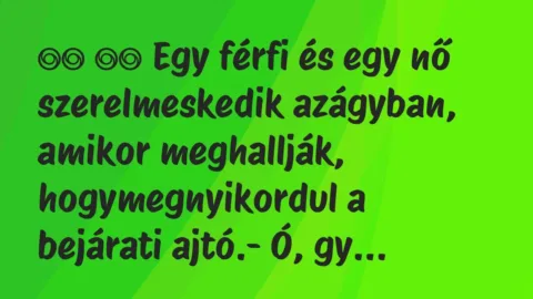 Viccek: 
		  
		  Egy férfi és egy nő szerelmeskedik azágyban, …