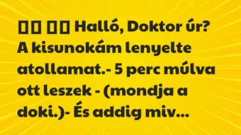 Viccek: 
		  
		  Halló, Doktor úr? A kisunokám lenyelte…