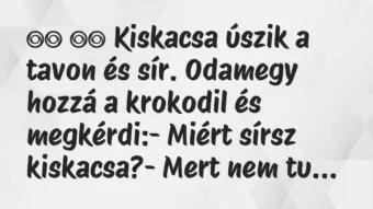 Viccek:
Kiskacsa úszik a tavon és sír. Odamegy hozzá a… Viccek:
Kiskacsa úszik a tavon és sír. Odamegy hozzá a…