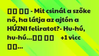 Viccek: 
		  
		  – Mit csinál a szőke nő, ha látja az ajtón a…