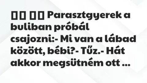 Viccek:
Parasztgyerek a buliban próbál csajozni:- Mi … Viccek:
Parasztgyerek a buliban próbál csajozni:- Mi …