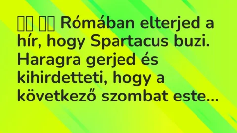 Viccek: 
		  
		  Rómában elterjed a hír, hogy Spartacus buzi….