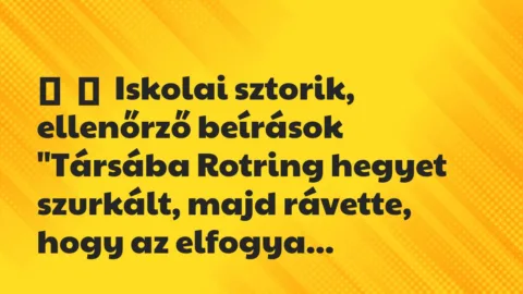 Vicces történet: 
	    	    Iskolai sztorik, ellenőrző beírások


„Társába Rotring …