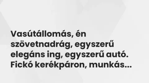 Vicces történet: 
	    	    


Vasútállomás, én szövetnadrág, egyszerű…