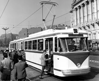 1961. Budapest,  próbaúton az első magyar csuklós villamos, amely a Fővárosi Vil… #RK1773212405