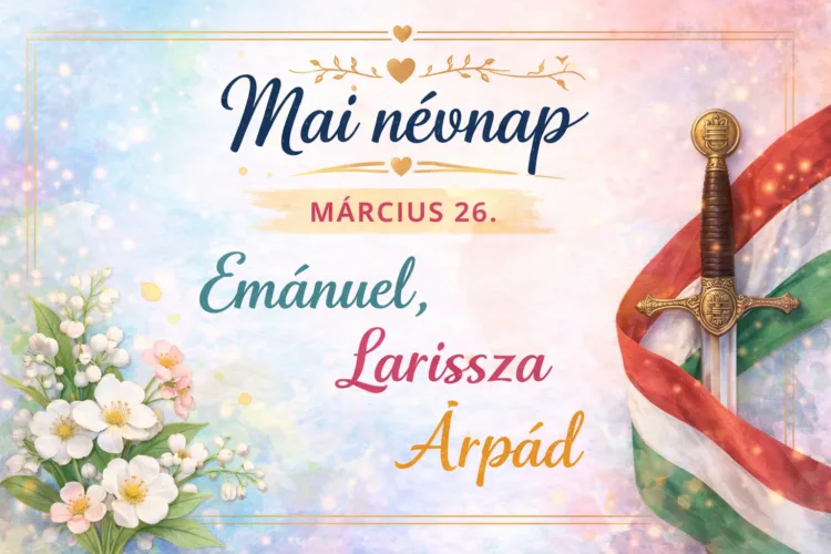 Mai névnap – március 26. Emánuel, Larissza és Árpád Mai névnap – március 26.: Emánuel, Larissza és Árpád