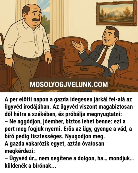 Vicc: A per előtti napon a gazda idegesen járkál fel-alá