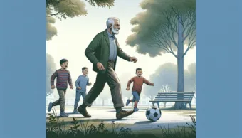 Vicc: Az idős bácsi a szomszéd gyerekekkel focizik a parkban…