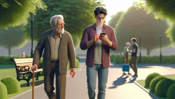 Vicc: Az idős bácsi sétál a parkban, és meglát egy fiatalembert, aki éppen a mobiltelefonját…