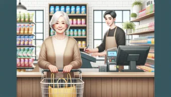 Vicc: Az idős hölgy a boltban vásárol, és látja, hogy egy fiatalember a pénztárosnál…