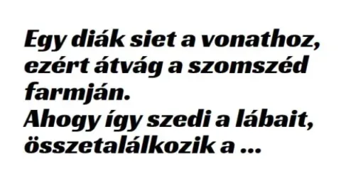 Vicc: Egy diák siet a vonathoz, ezért átvág a szomszéd farmján -…