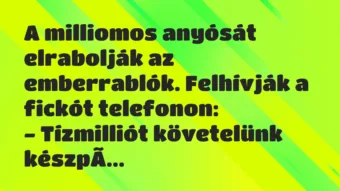 Vicc: A milliomos anyósát elrabolják az emberrablók. Felhívják a fickót…