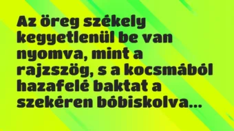 Vicc: Az öreg székely kegyetlenül be van nyomva, mint a rajzszög, s a…