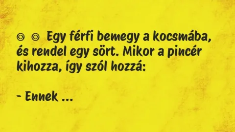 Vicc: 
	    	    Egy férfi bemegy a kocsmába, és rendel egy sört. Mikor a…
