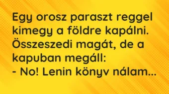 Vicc: Egy orosz paraszt reggel kimegy a földre kapálni. Összeszedi magát, de…