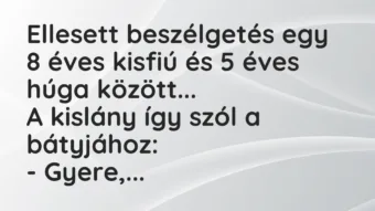 Vicc: Ellesett beszélgetés egy 8 éves kisfiú és 5 éves húga között…

A…
