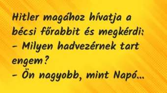 Vicc: Hitler magához hívatja a bécsi főrabbit és megkérdi:

– Milyen…