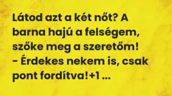 Vicc: Látod azt a két nőt? A barna hajú a felségem, szőke meg a…