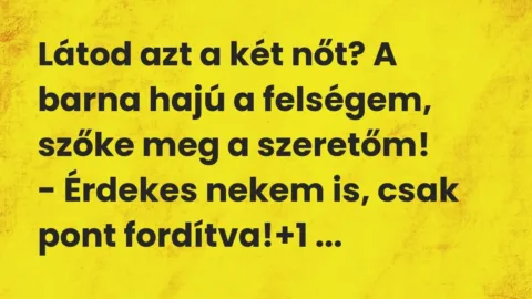 Vicc: Látod azt a két nőt? A barna hajú a felségem, szőke meg a…