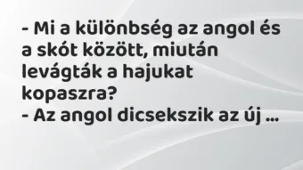 Vicc: – Mi a különbség az angol és a skót között, miután levágták a hajukat…