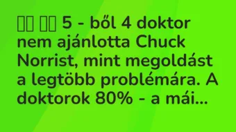 Viccek: 
		  
		  5 – ből 4 doktor nem ajánlotta Chuck Norrist,…