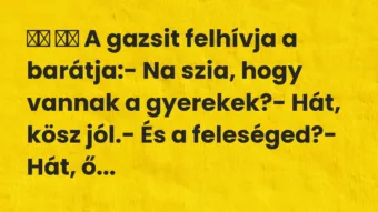 Viccek: 
		  
		  A gazsit felhívja a barátja:- Na szia, hogy…