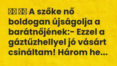 Viccek: 
		  
		  A szőke nő boldogan újságolja a…