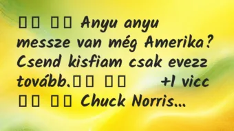 Viccek: 
		  
		  Anyu anyu messze van még Amerika? Csend kisfiam…