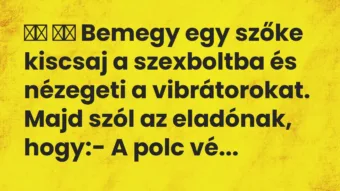 Viccek: 
		  
		  Bemegy egy szőke kiscsaj a szexboltba és…