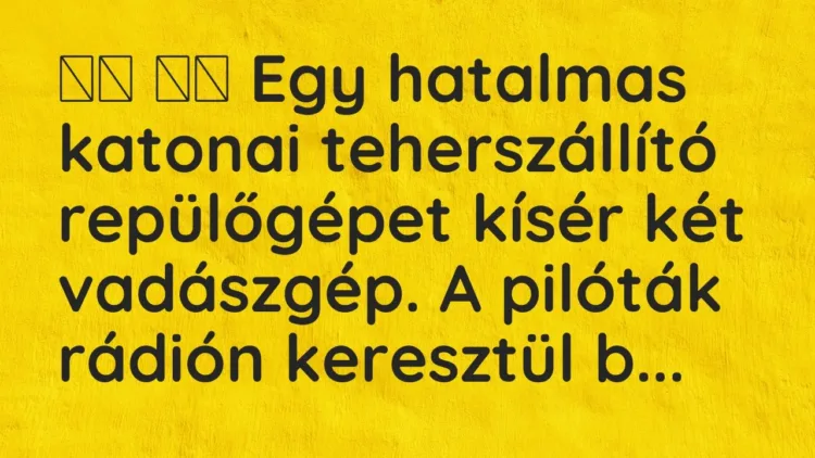 Viccek:
Egy hatalmas katonai teherszállító repülőgépet… Viccek:
Egy hatalmas katonai teherszállító repülőgépet…