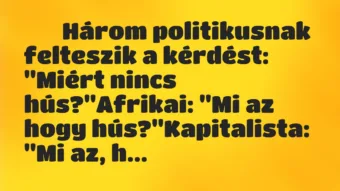 Viccek: 
		  
		  Három politikusnak felteszik a kérdést: „Miért…