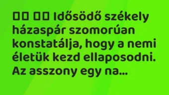 Viccek: 
		  
		  Idősödő székely házaspár szomorúan konstatálja,…