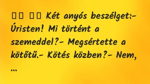 Viccek: 
		  
		  Két anyós beszélget:- Úristen! Mi történt a…