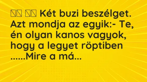 Viccek: 
		  
		  Két buzi beszélget. Azt mondja az egyik:- Te,…