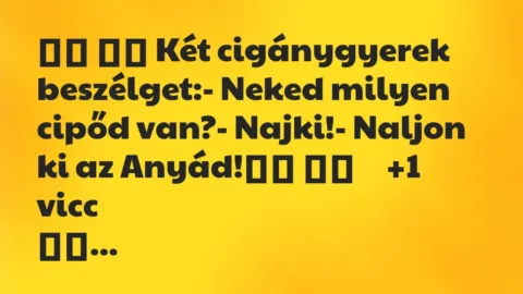 Viccek:
Két cigánygyerek beszélget:- Neked milyen… Viccek:
Két cigánygyerek beszélget:- Neked milyen…