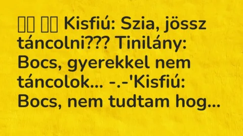 Viccek: 
		  
		  Kisfiú: Szia, jössz táncolni??? Tinilány:…