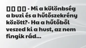 Viccek: 
		  
		  – Mi a különbség a buzi és a hűtőszekrény…