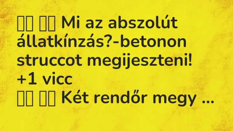 Viccek:
Mi az abszolút állatkínzás?-betonon struccot… Viccek:
Mi az abszolút állatkínzás?-betonon struccot…