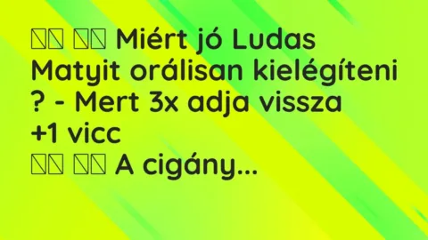 Viccek:
Miért jó Ludas Matyit orálisan kielégíteni ? -… Viccek:
Miért jó Ludas Matyit orálisan kielégíteni ? -…