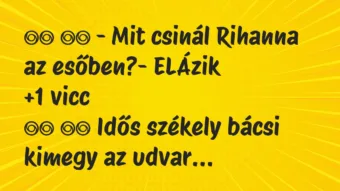 Viccek: 
		  
		  – Mit csinál Rihanna az esőben?- ELÁzik…