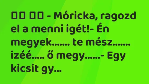 Viccek:
– Móricka, ragozd el a menni igét!- Én… Viccek:
– Móricka, ragozd el a menni igét!- Én…